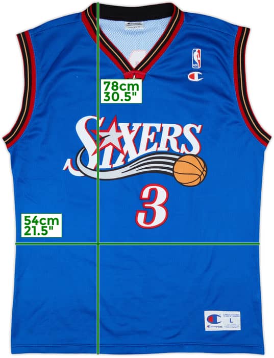 1999-00 Philadelphia 76ers Iverson #3 Champion Alternate Jersey - 9/10 - (L)