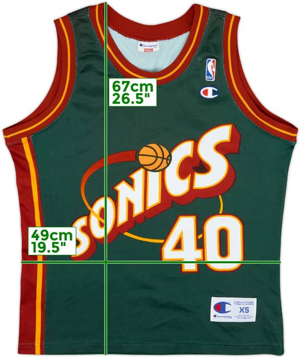 1995-97 Seattle Supersonics Kemp #40 Champion Away Jersey - 9/10 - (XS)