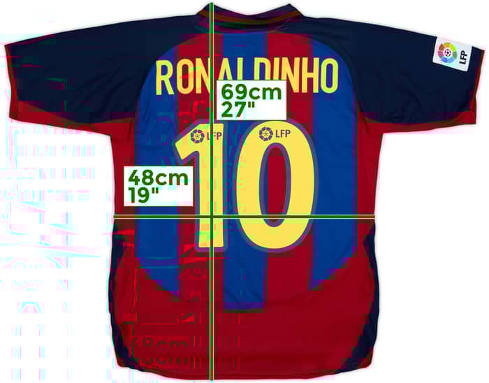 2003-04 Barcelona Home Shirt Ronaldinho #10 - 8/10 - (XL.Boys)