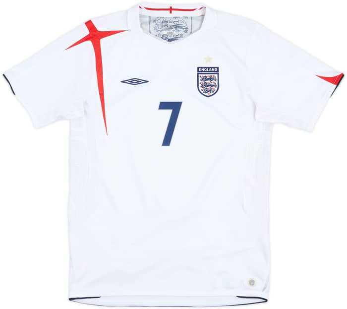 2005-07 England Home Shirt Beckham #7 - 8/10 - (XL.Boys)