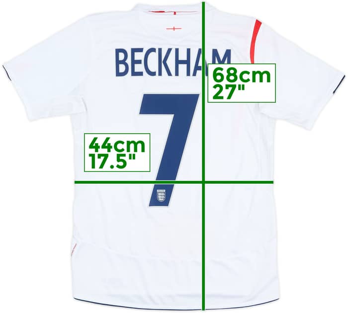 2005-07 England Home Shirt Beckham #7 - 8/10 - (XL.Boys)