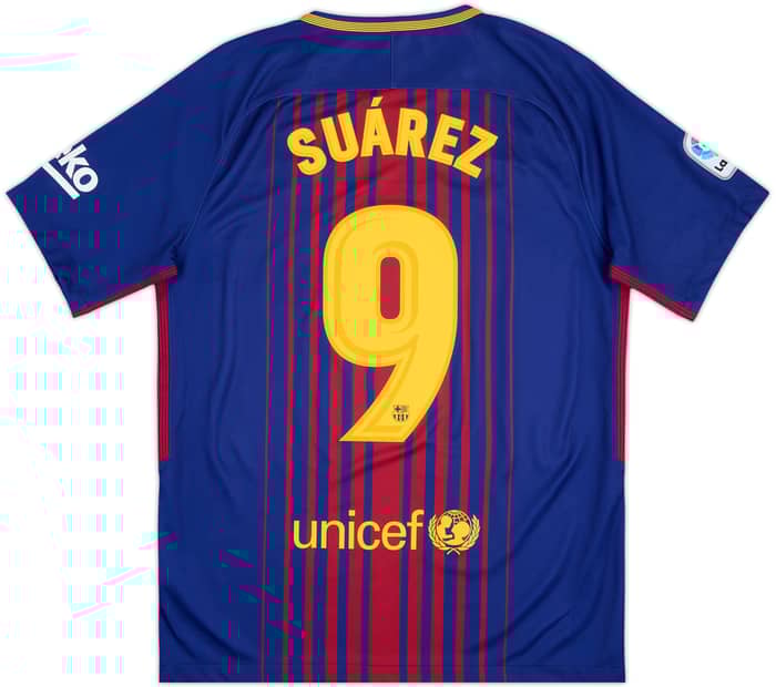 2017-18 Barcelona Home Shirt Suarez #9 - 10/10 - (M)