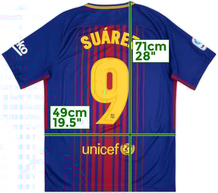 2017-18 Barcelona Home Shirt Suarez #9 - 10/10 - (M)