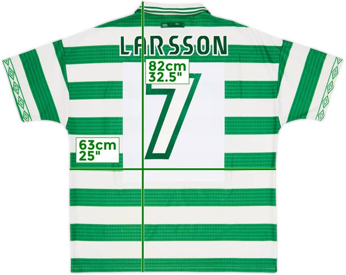 1997-99 Celtic Home Shirt Larsson #7 - 7/10 - (XXL)