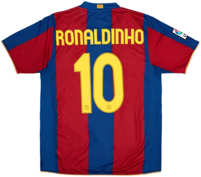 2007-08 Barcelona Home Shirt Ronaldinho #10 - 8/10 - (M)