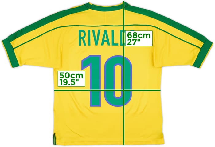 1998-00 Brazil Home Shirt Rivaldo #10 - 7/10 - (S)