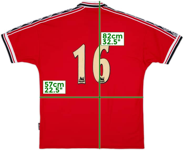 1998-00 Manchester United Home Shirt #16 - 6/10 - (XL)