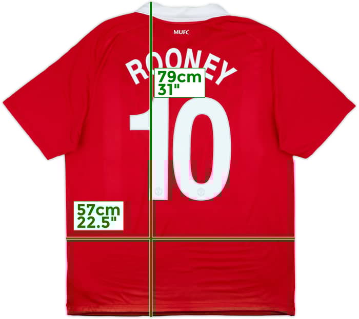 2010-11 Manchester United Home Shirt Rooney #10 - 5/10 - (XL)