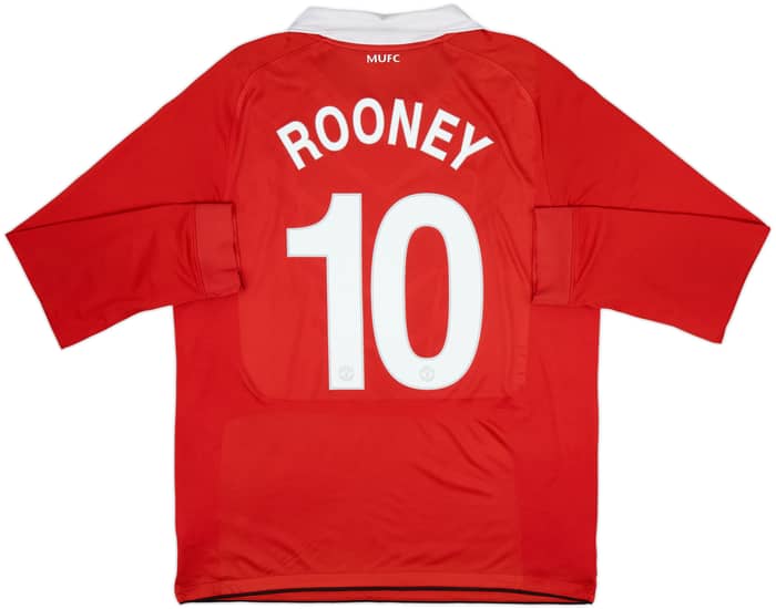 2010-11 Manchester United Home L/S Shirt Rooney #10 - 7/10 - (L)