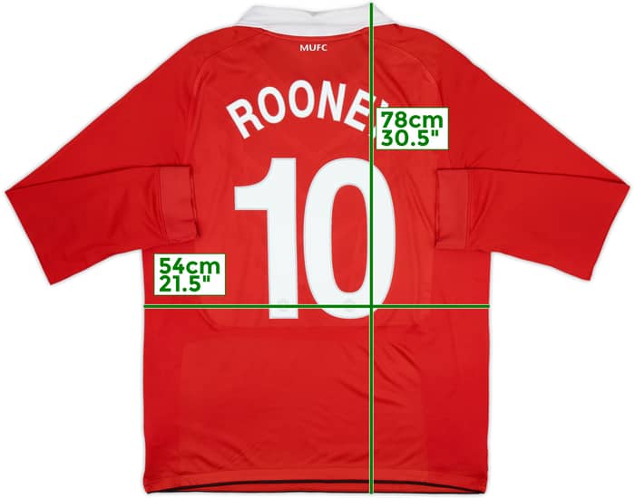 2010-11 Manchester United Home L/S Shirt Rooney #10 - 7/10 - (L)