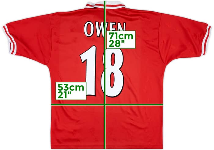1996-98 Liverpool Home Shirt Owen #18 - 6/10 - (XL)