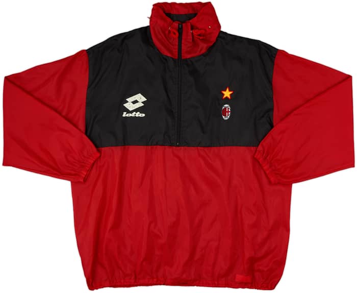 1994-95 AC Milan Lotto 1/2 Zip Hooded Windbreaker - 5/10 - (L)