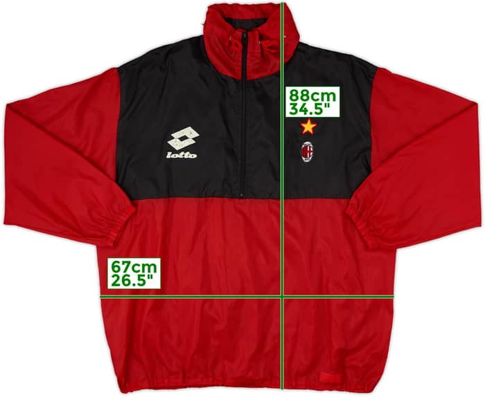 1994-95 AC Milan Lotto 1/2 Zip Hooded Windbreaker - 5/10 - (L)