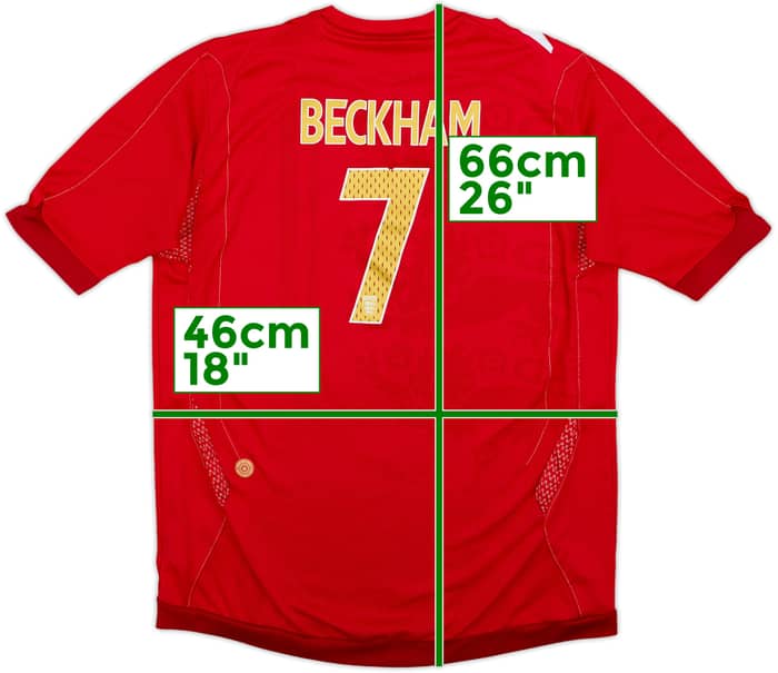 2006-08 England Away Shirt Beckham #7 - 6/10 - (XL.Boys)