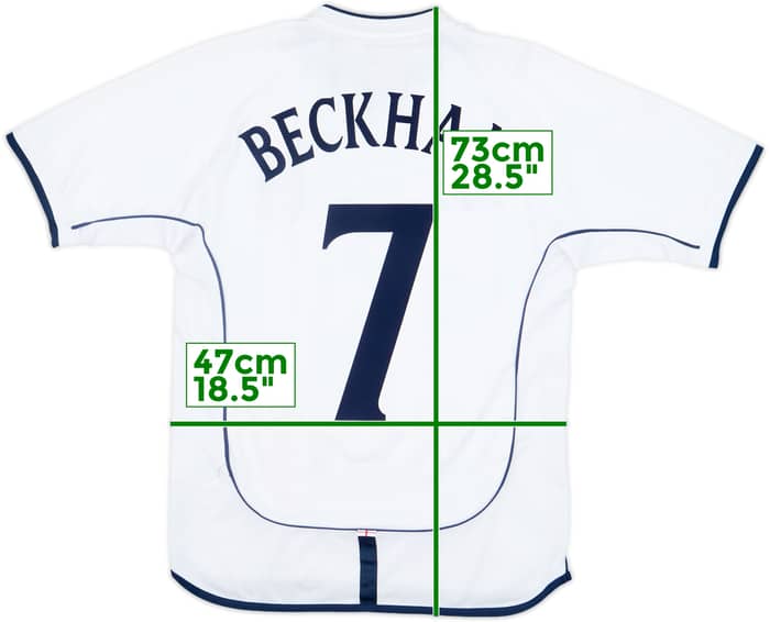 2001-03 England Home Shirt Beckham #7 - 5/10 - (S)