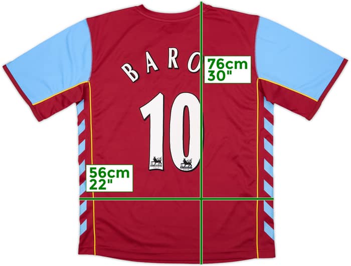 2005-06 Aston Villa Home Shirt Baros #10 - 8/10 - (M)