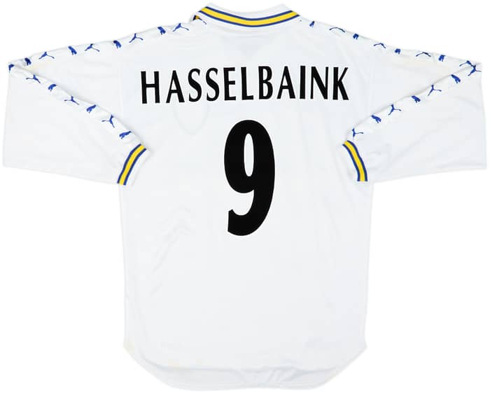 1998-00 Leeds United Home L/S Shirt Hasselbaink #9 - 5/10 - (M)