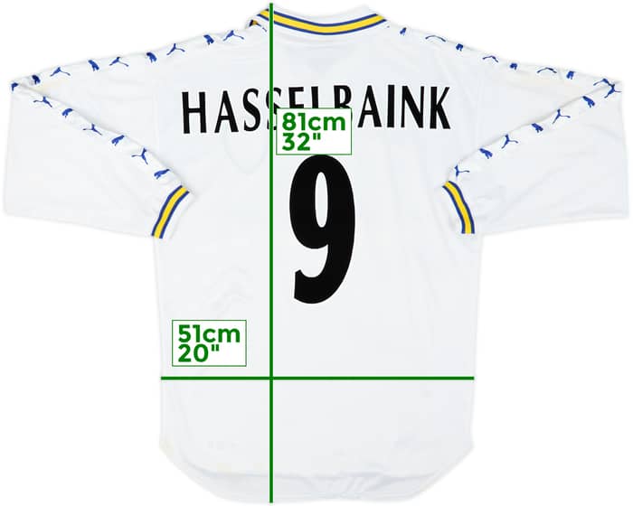 1998-00 Leeds United Home L/S Shirt Hasselbaink #9 - 5/10 - (M)
