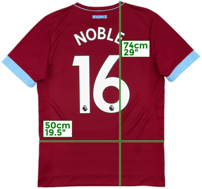2018-19 West Ham Home Shirt Noble #16 - 9/10 - (M)