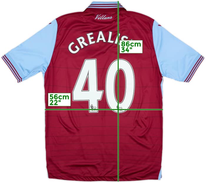 2015-16 Aston Villa Home Shirt Grealish #40 - 9/10 - (S)