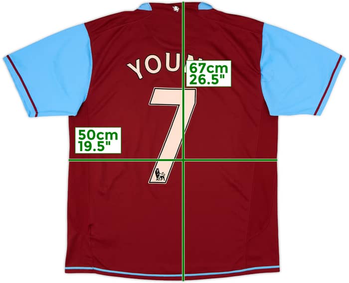 2007-08 Aston Villa Home Shirt Young #7 - 7/10 - (L)