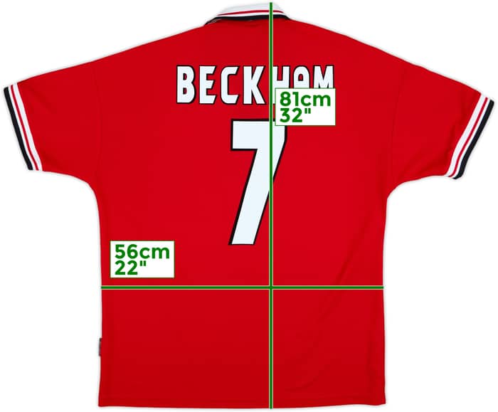 1998-00 Manchester United Home Shirt Beckham #7 - 8/10 - (XL)