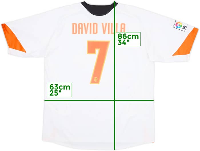 2005-06 Valencia Home Shirt David Villa #7 - 8/10 - (XXL)