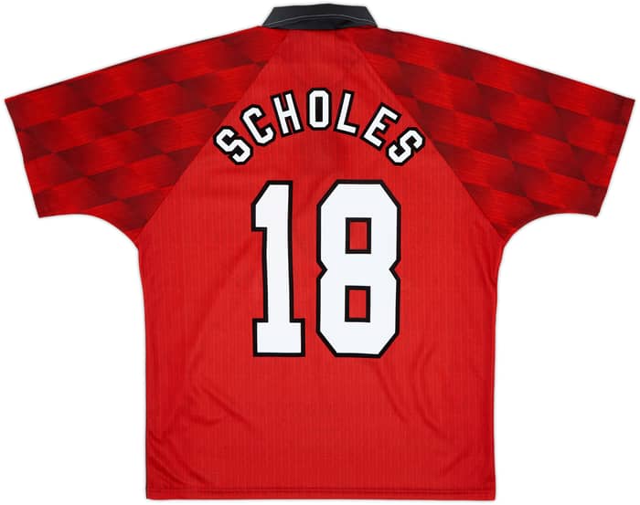 1996-98 Manchester United Home Shirt Scholes #18 - 9/10 - (M)