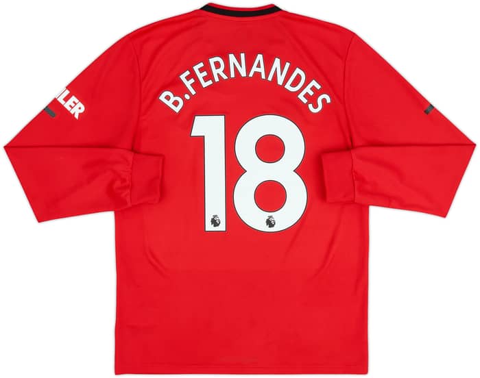 2019-20 Manchester United Home L/S Shirt B.Fernandes #18 - 8/10 - (M)