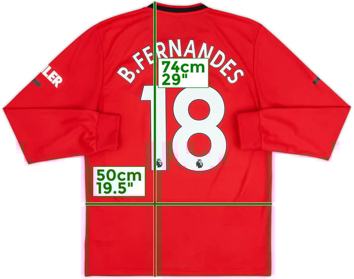 2019-20 Manchester United Home L/S Shirt B.Fernandes #18 - 8/10 - (M)