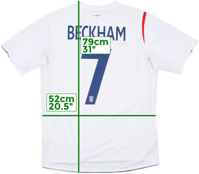 2005-07 England Home Shirt Beckham #7 - 6/10 - (L)