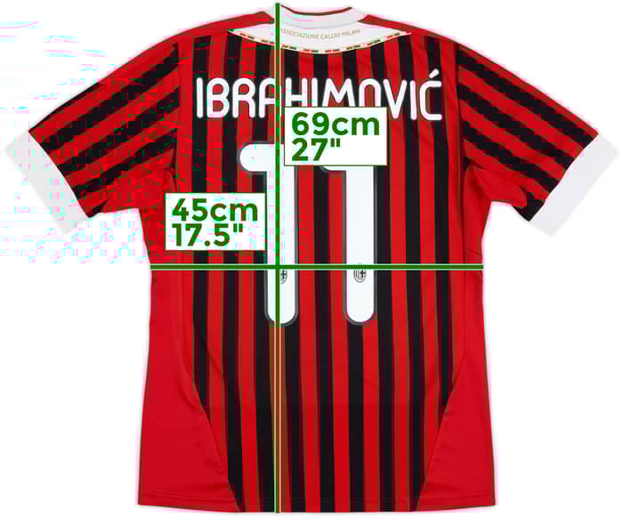 2011-12 AC Milan Home Shirt Ibrahimovic #11 - 6/10 - (S)