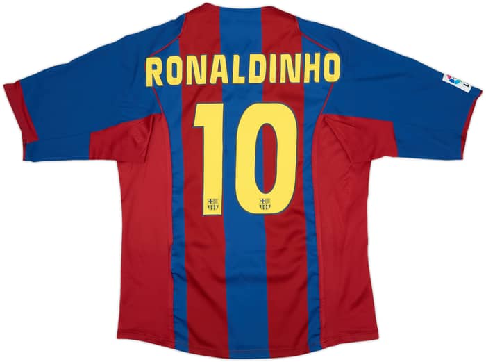 2004-05 Barcelona Home Shirt Ronaldinho #10 - 8/10 - (L)