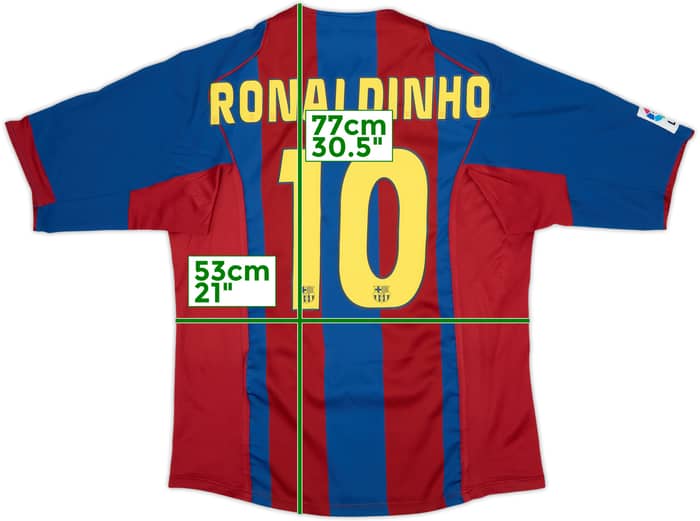 2004-05 Barcelona Home Shirt Ronaldinho #10 - 8/10 - (L)
