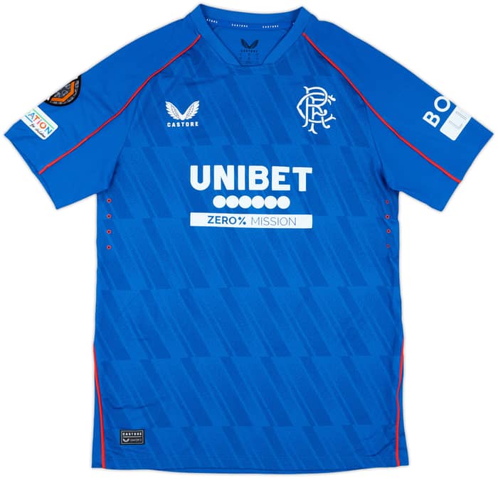 2024-25 Rangers Match Issue Europa League Home Shirt Lawrence #11