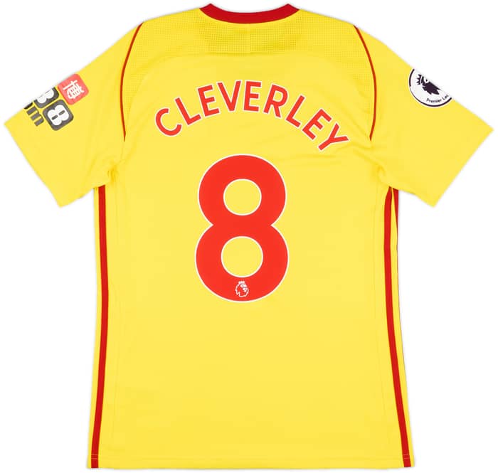 2017-18 Watford Match Issue Home Shirt Cleverley #8