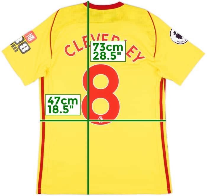 2017-18 Watford Match Issue Home Shirt Cleverley #8