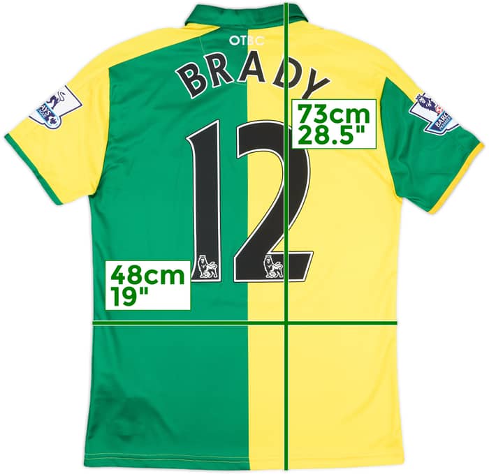 2015-16 Norwich Match Issue Home Shirt Brady #12
