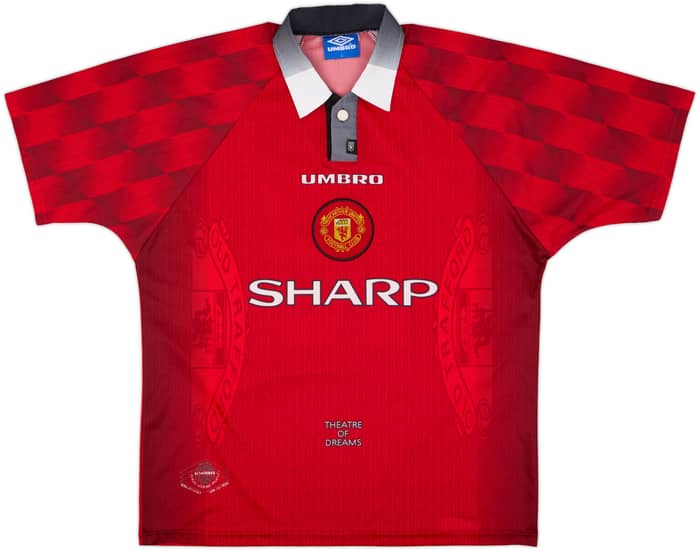 1996-98 Manchester United Home Shirt Scholes #18 - 8/10 - (L)