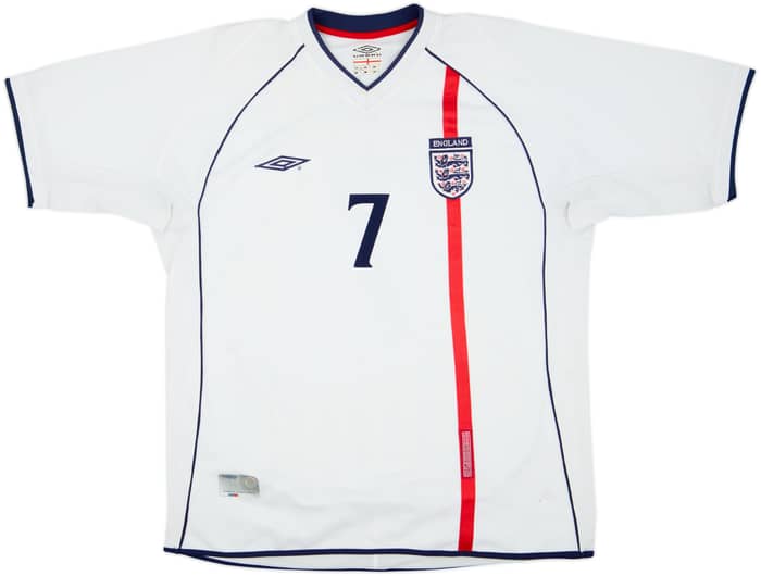 2001-03 England Home Shirt Beckham #7 - 6/10 - (XL)