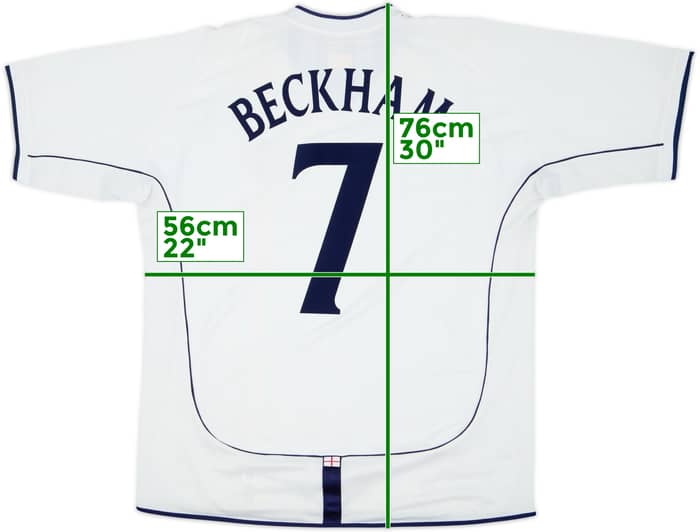 2001-03 England Home Shirt Beckham #7 - 6/10 - (XL)