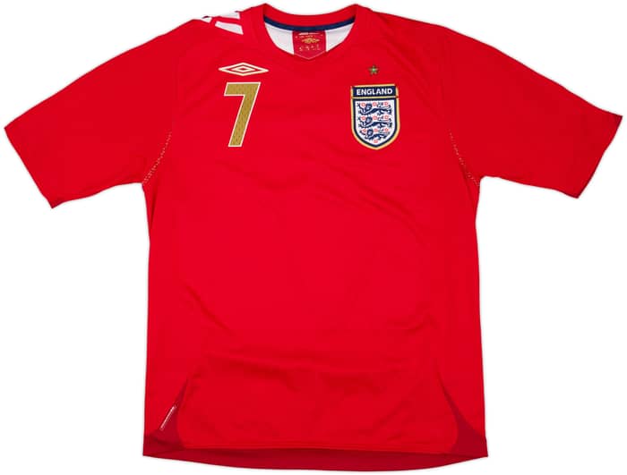 2006-08 England Away Shirt Beckham #7 - 6/10 - (L)
