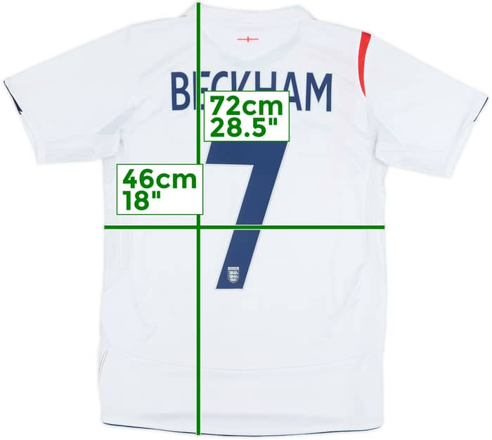 2005-07 England Home Shirt Beckham #7 - 6/10 - (S)