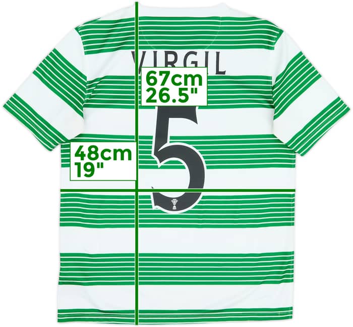 2013-15 Celtic Home Shirt Virgil #5 - 8/10 - (XL.Boys)