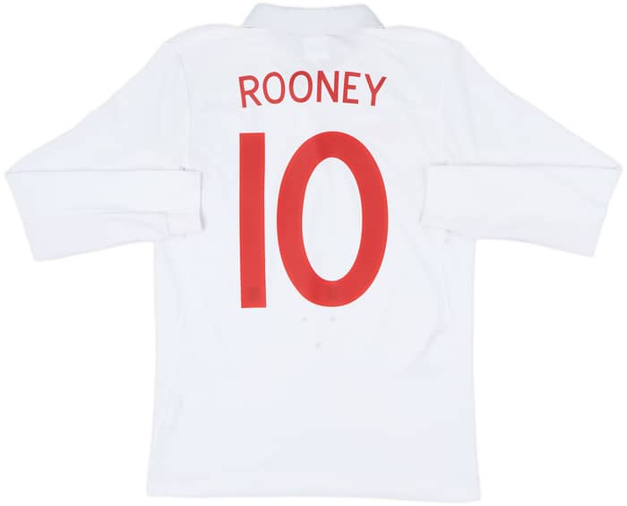 2009-10 England Home L/S Shirt Rooney #10 - 8/10 - (S)