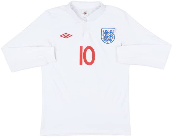 2009-10 England Home L/S Shirt Rooney #10 - 8/10 - (S)