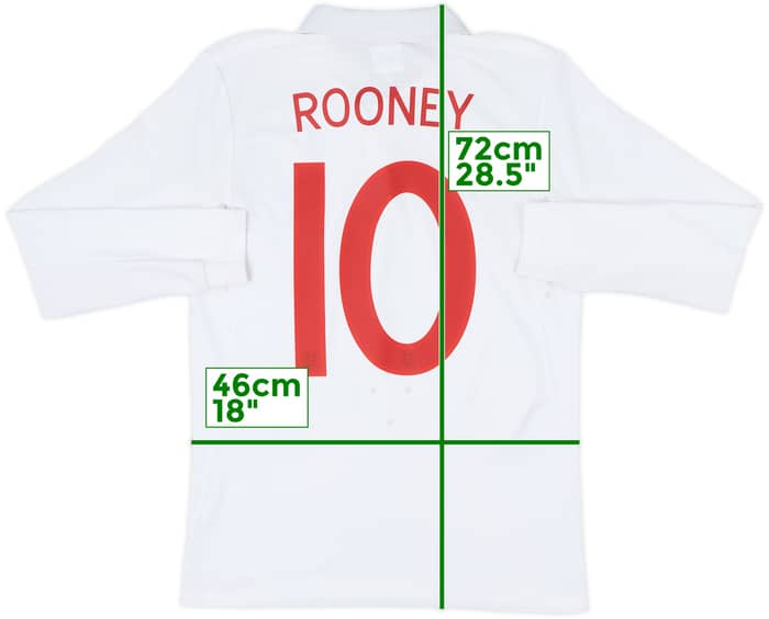 2009-10 England Home L/S Shirt Rooney #10 - 8/10 - (S)