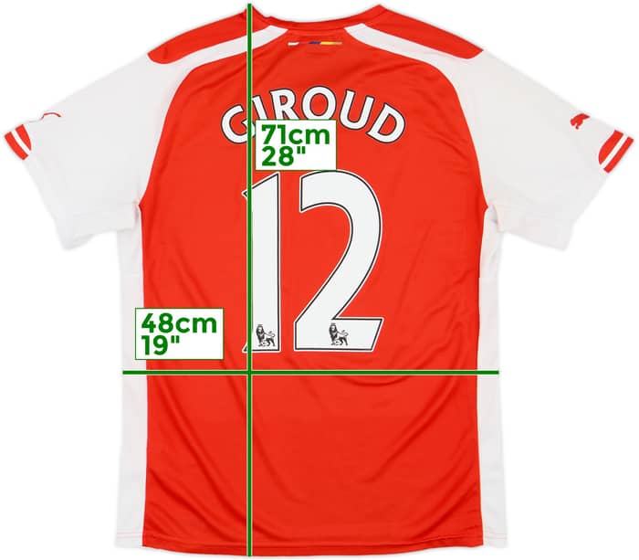 2014-15 Arsenal Home Shirt Giroud #12 - 7/10 - (M)