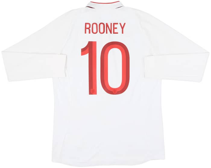 2012-13 England Home L/S Shirt Rooney #10 - 8/10 - (M)