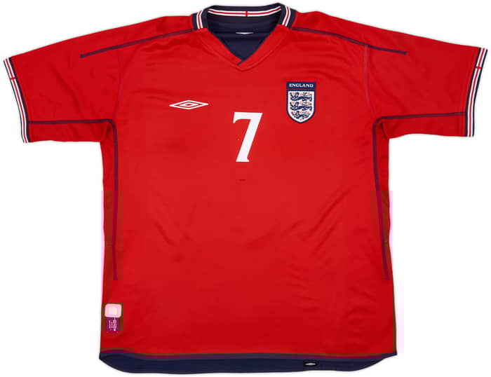2002-04 England Away Shirt Beckham #7 - 6/10 - (L)